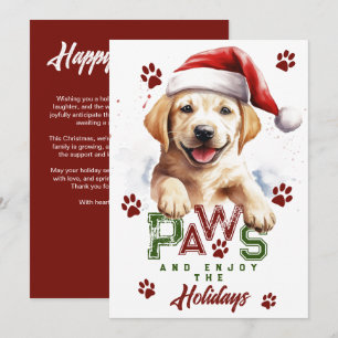 Cartes Pour Fêtes Annuelles Paws Profitez des fêtes du Labrador Santa Hat Noël