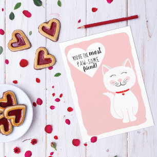 Cartes Pour Fêtes Annuelles Pawsome Friend Kitty Cat Salutation de la Saint-Ga
