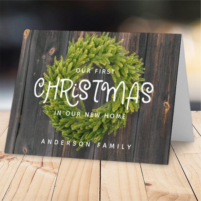 Cartes Pour Fêtes Annuelles Pays Bois rustique Premier Noël Nouveau Accueil (Créateur téléchargé)
