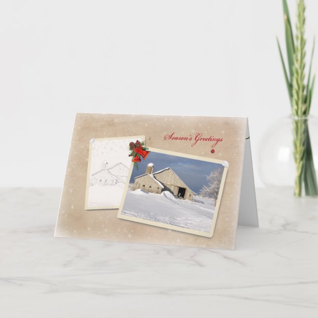 Cartes Pour Fêtes Annuelles Pays Bonnes Fêtes de grange (Devant)