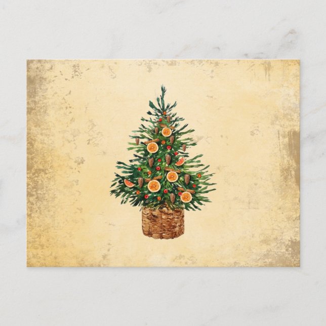 Cartes Pour Fêtes Annuelles Pays de l'Arbre de Noël Message Simple Traditionne (Devant)