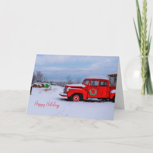 Cartes Pour Fêtes Annuelles Pays Joyeuses vacances Chariot Rouge neige (Devant)