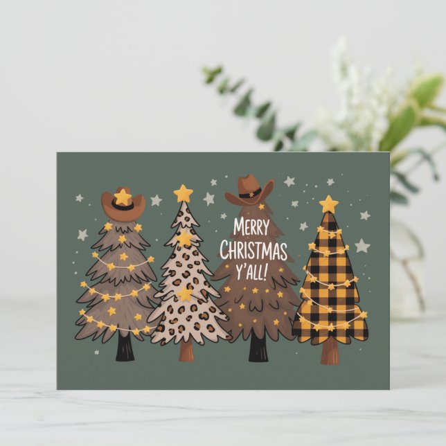 Cartes Pour Fêtes Annuelles Pays Noël Arbre Occidentale Cowboy Cowboy (Debout devant)