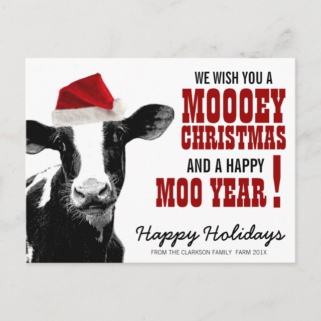 Cartes Pour Fêtes Annuelles Pays Noël Père Noël Vache (Devant)