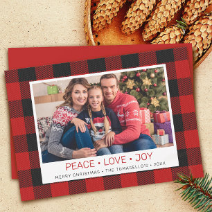 Cartes Pour Fêtes Annuelles Pays Red Buffalo Check Plaid Photo