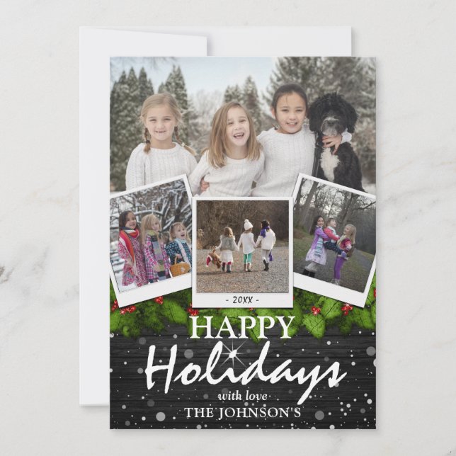 Cartes Pour Fêtes Annuelles Pays Russe Bois Noël Vacances 4 x Photo (Devant)