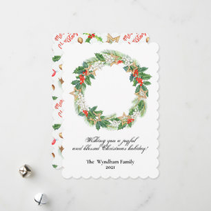 Cartes Pour Fêtes Annuelles Pays rustique Noël Fête Wreath Non Photo