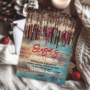 Cartes Pour Fêtes Annuelles Pays rustique Noël Vacances rouge noir parties sci