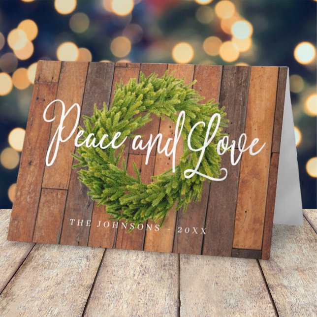 Cartes Pour Fêtes Annuelles Pays rustique Woodsy Botanique Wreath Noël (Créateur téléchargé)