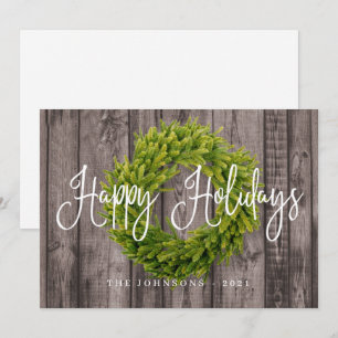 Cartes Pour Fêtes Annuelles Pays rustique Woodsy Botanique Wreath Noël