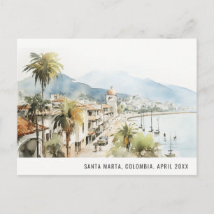 Cartes Pour Fêtes Annuelles Paysage aquarelle de Santa Marta Colombie Voyage