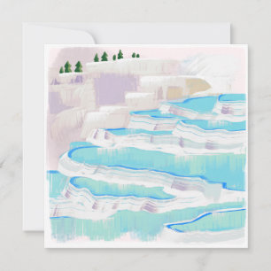 Cartes Pour Fêtes Annuelles Paysage bleu Pamukkale peint