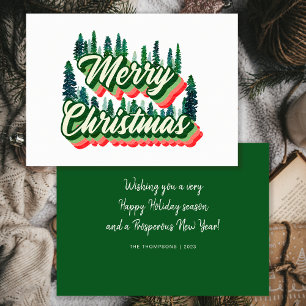Cartes Pour Fêtes Annuelles Paysage d'arbres à feuilles persistantes groovy ré