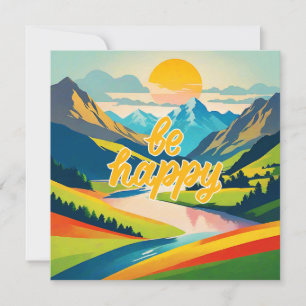 Cartes Pour Fêtes Annuelles Paysage de la montagne Retro