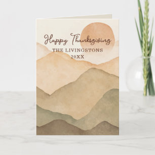Cartes Pour Fêtes Annuelles Paysage de montagne à l'aquarelle avec nom personn