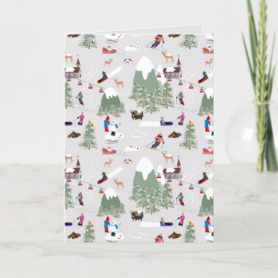 Cartes Pour Fêtes Annuelles Paysage de montagne de ski sur pentes de ski ennei