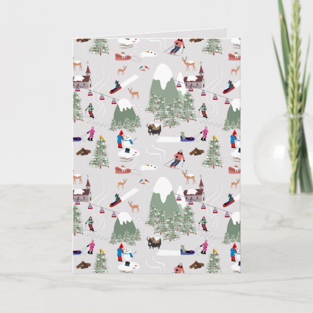 Cartes Pour Fêtes Annuelles Paysage de montagnes de ski alpin (Devant)