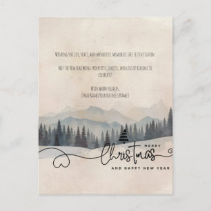 Cartes Pour Fêtes Annuelles Paysage de neige à l'aquarelle minimaliste nordiqu