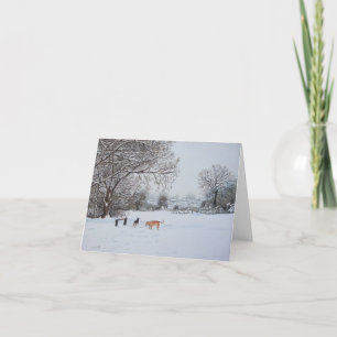 Cartes Pour Fêtes Annuelles paysage de neige de chien conception d'art de noël