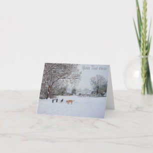 Cartes Pour Fêtes Annuelles paysage de neige de chien saisonnier art réaliste