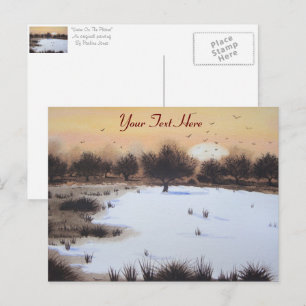 Cartes Pour Fêtes Annuelles Paysage de neige de Noël avec arbres enneigés