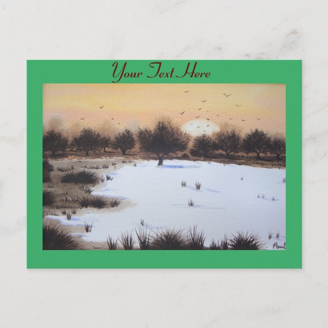 Cartes Pour Fêtes Annuelles Paysage de neige de Noël avec arbres enneigés (Devant)