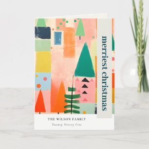 Cartes Pour Fêtes Annuelles Paysage de Noël Abstrait et coloré