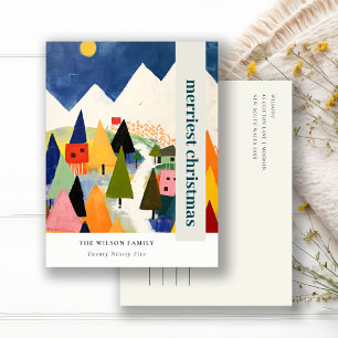 Cartes Pour Fêtes Annuelles Paysage de Noël Abstrait et coloré