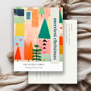 Cartes Pour Fêtes Annuelles Paysage de Noël Abstrait et coloré