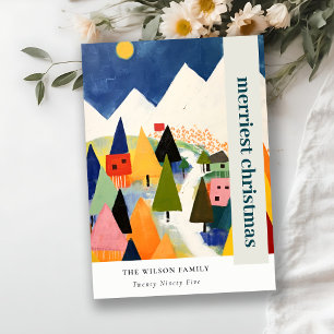 Cartes Pour Fêtes Annuelles Paysage de Noël Abstrait et coloré