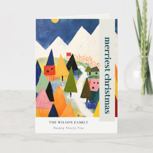 Cartes Pour Fêtes Annuelles Paysage de Noël Abstrait et coloré