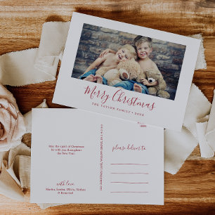 Cartes Pour Fêtes Annuelles Paysage de Noël minimaliste Rouge