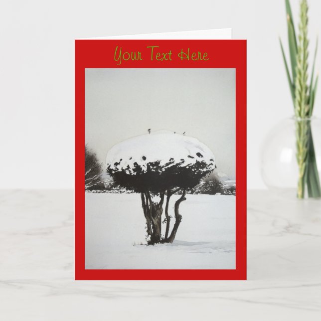 Cartes Pour Fêtes Annuelles paysage de Noël neige scène art original (Devant)