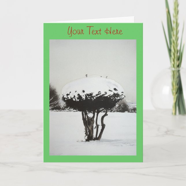 Cartes Pour Fêtes Annuelles paysage de Noël neige scène art original (Devant)