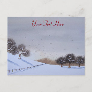 Cartes Pour Fêtes Annuelles Paysage de Noël rural paysage de neige art