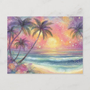 Cartes Pour Fêtes Annuelles Paysage de plage tropicale de rêve