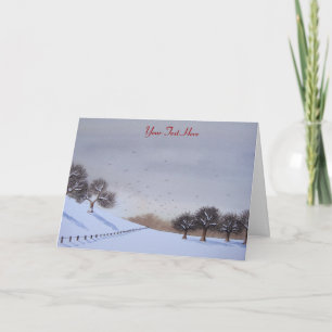 Cartes Pour Fêtes Annuelles Paysage des neiges rurales à noël