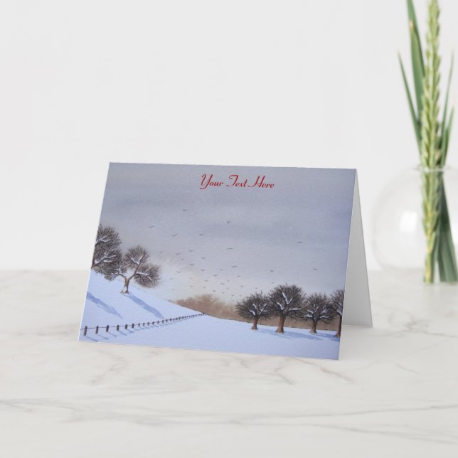 Cartes Pour Fêtes Annuelles Paysage des neiges rurales à noël (Devant)