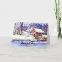 Cartes Pour Fêtes Annuelles Paysage d'hiver heureux