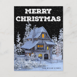 Cartes Pour Fêtes Annuelles Paysage d'hiver Maison enneigée Joyeux Noël Vacanc
