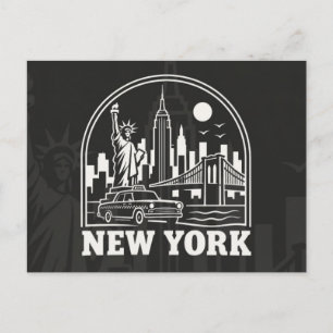 Cartes Pour Fêtes Annuelles Paysage emblématique de New York Voyage Rétro .