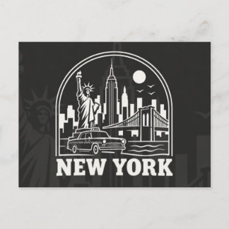 Cartes Pour Fêtes Annuelles Paysage emblématique de New York | Voyage Rétro .