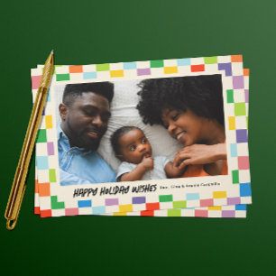 Cartes Pour Fêtes Annuelles Paysage en damier de couleur vive