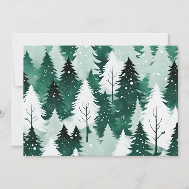 Cartes Pour Fêtes Annuelles Paysage enneigé Arbres persistants Joyeux Noël (Devant)