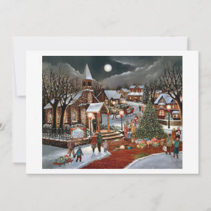 Cartes Pour Fêtes Annuelles Paysage enneigé de Noël vintage