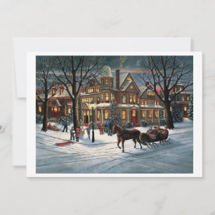 Cartes Pour Fêtes Annuelles Paysage enneigé de Noël vintage