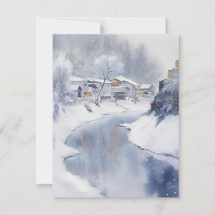 Cartes Pour Fêtes Annuelles Paysage Gelé En Aquarelles