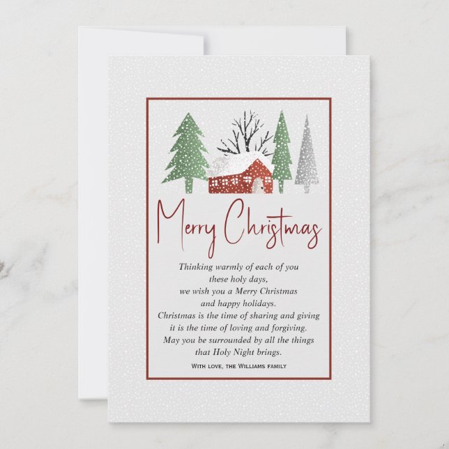 Cartes Pour Fêtes Annuelles Paysage hivernal avec arbres et neige Noël (Devant)