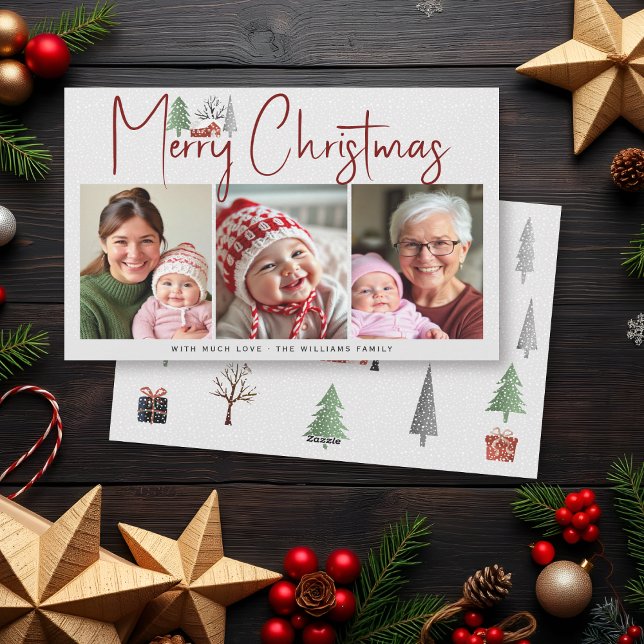 Cartes Pour Fêtes Annuelles Paysage hivernal avec arbres, photo de neige Noël (Créateur téléchargé)