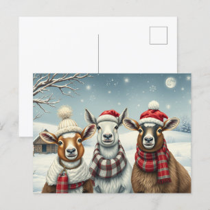 Cartes Pour Fêtes Annuelles Paysage hivernal avec mouton et Cabine